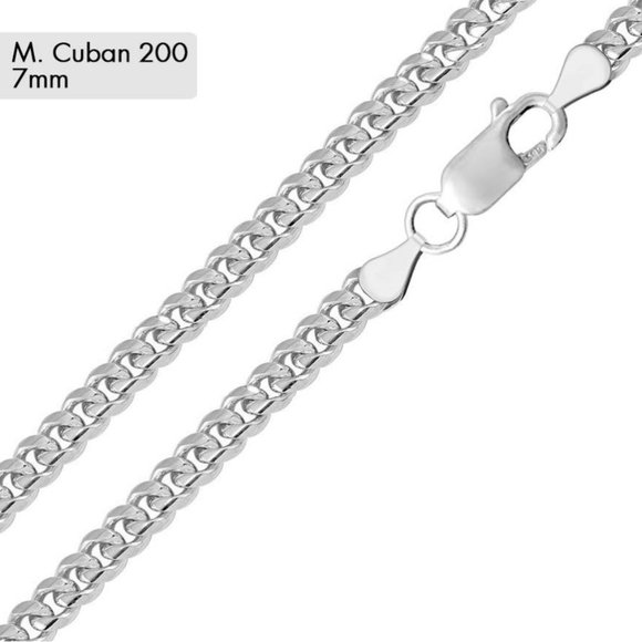 925 Sterling Silver Italian Italy 7mm Miami Cuban Chain Necklace Men